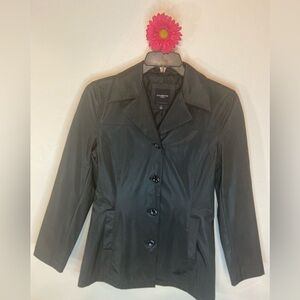 Colebrook & Co.~Black Poly-Blend Rain/Wind Jacket~Button-Up~Slant Pockets~Size S